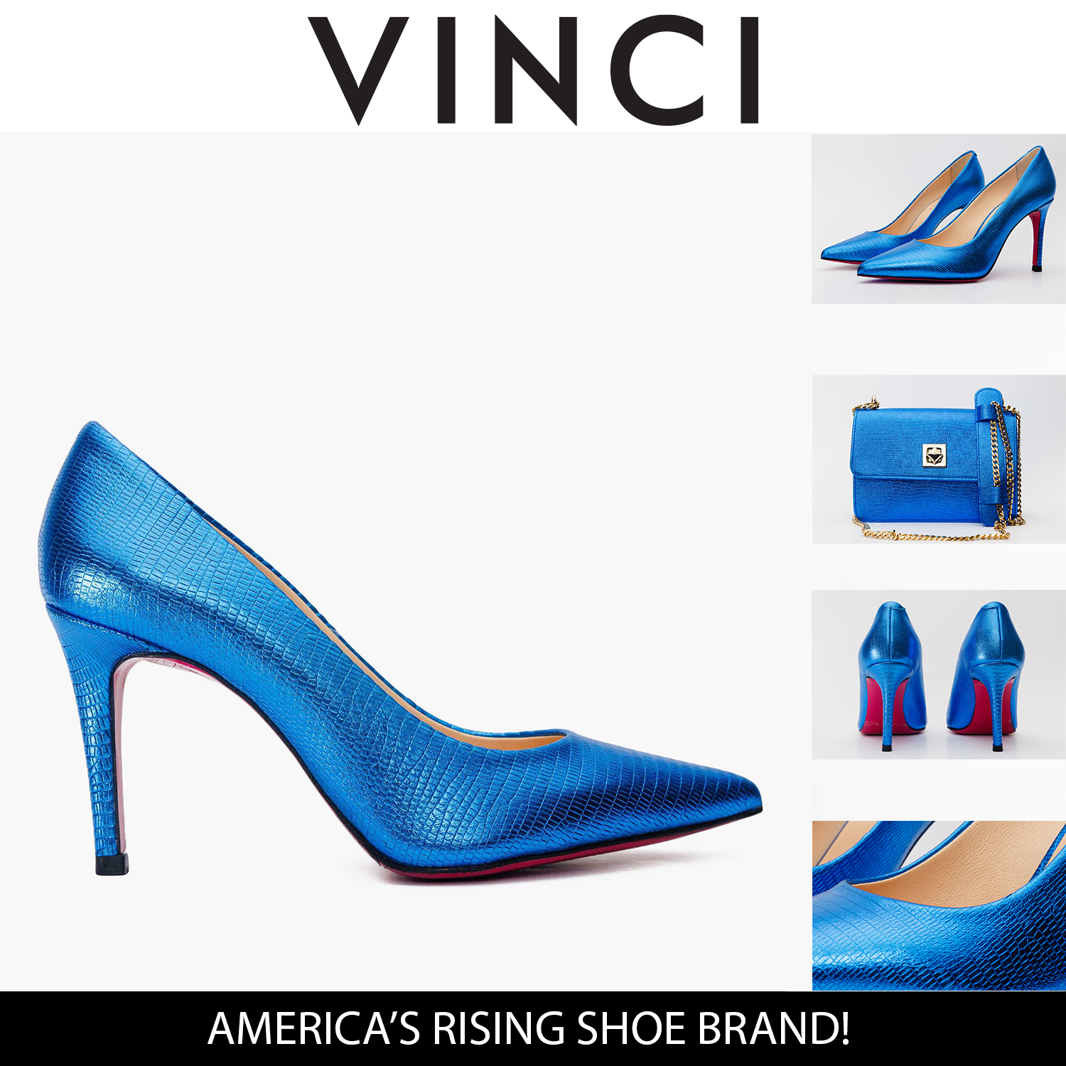 The Maple Sax Blue Leather Pump Fuchsia Sole Shoe