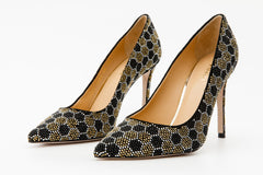 The Bolu Black Gold Glitter Leather Pump Shoe