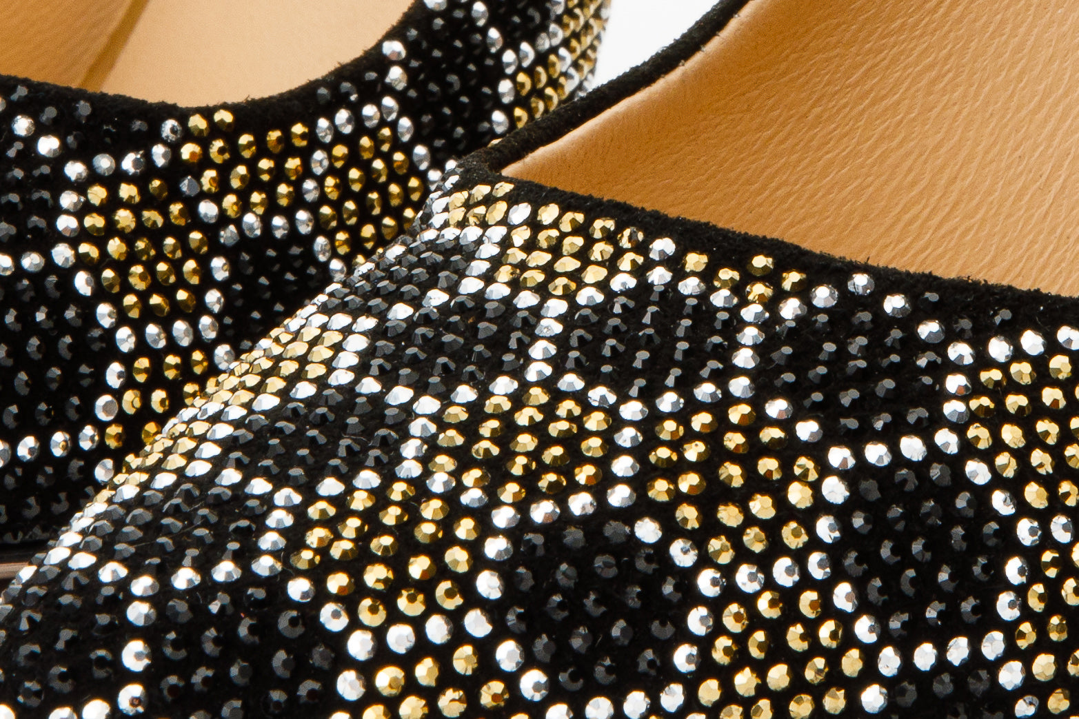 The Bolu Black Gold Glitter Leather Pump Shoe