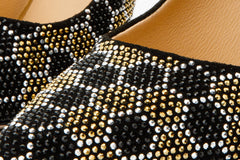 The Bolu Black Gold Glitter Leather Pump Shoe