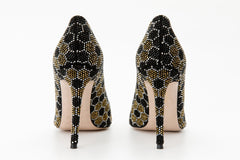 The Bolu Black Gold Glitter Leather Pump Shoe