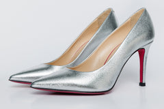 The Ege Silver Leather Pump Fuchsia Sole Shoe