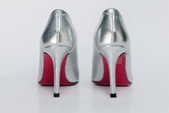 The Ege Silver Leather Pump Fuchsia Sole Shoe