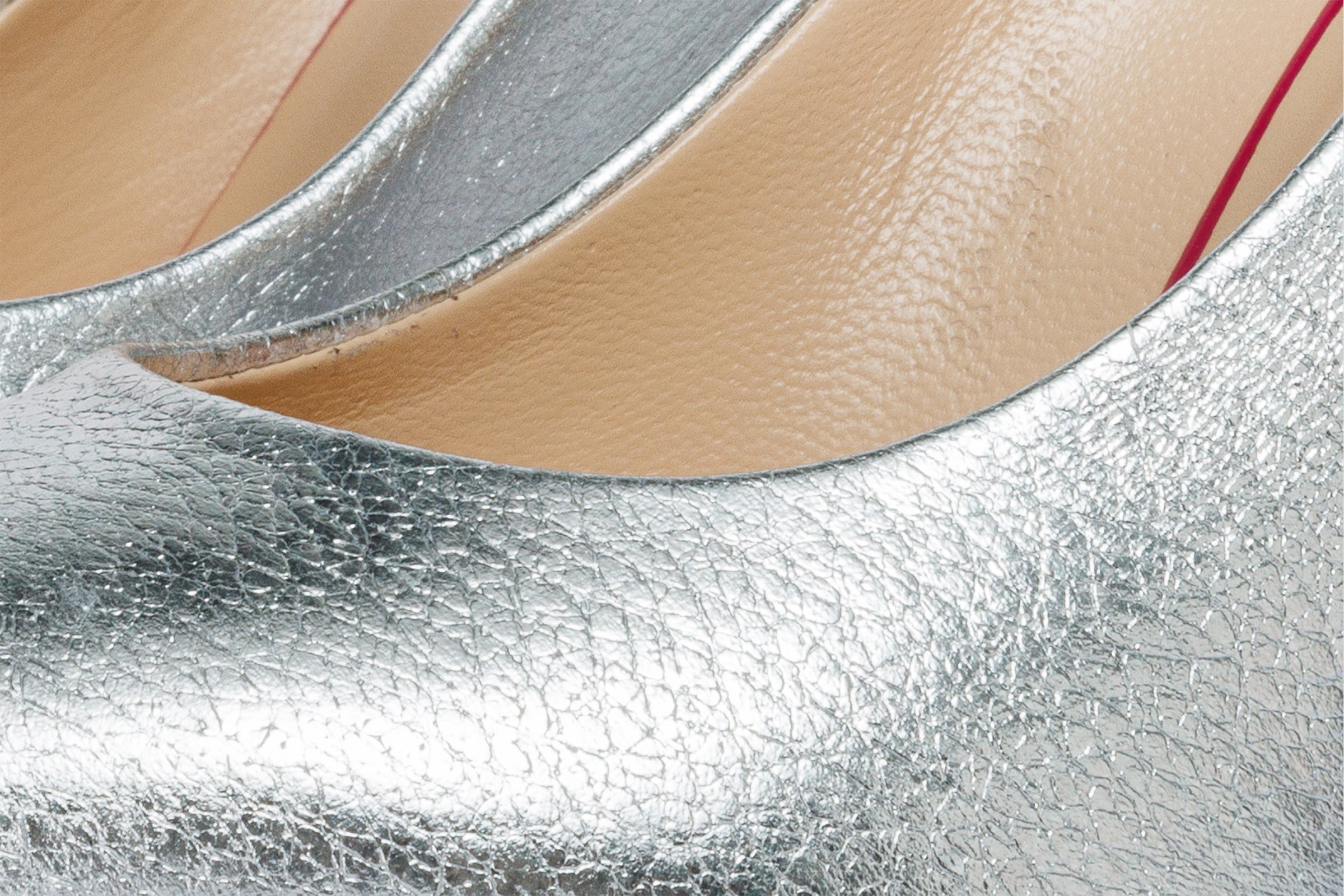 The Ege Silver Leather Pump Fuchsia Sole Shoe
