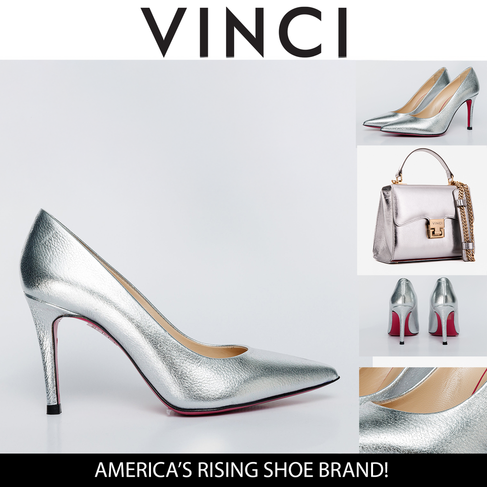 The Ege Silver Leather Pump Fuchsia Sole Shoe
