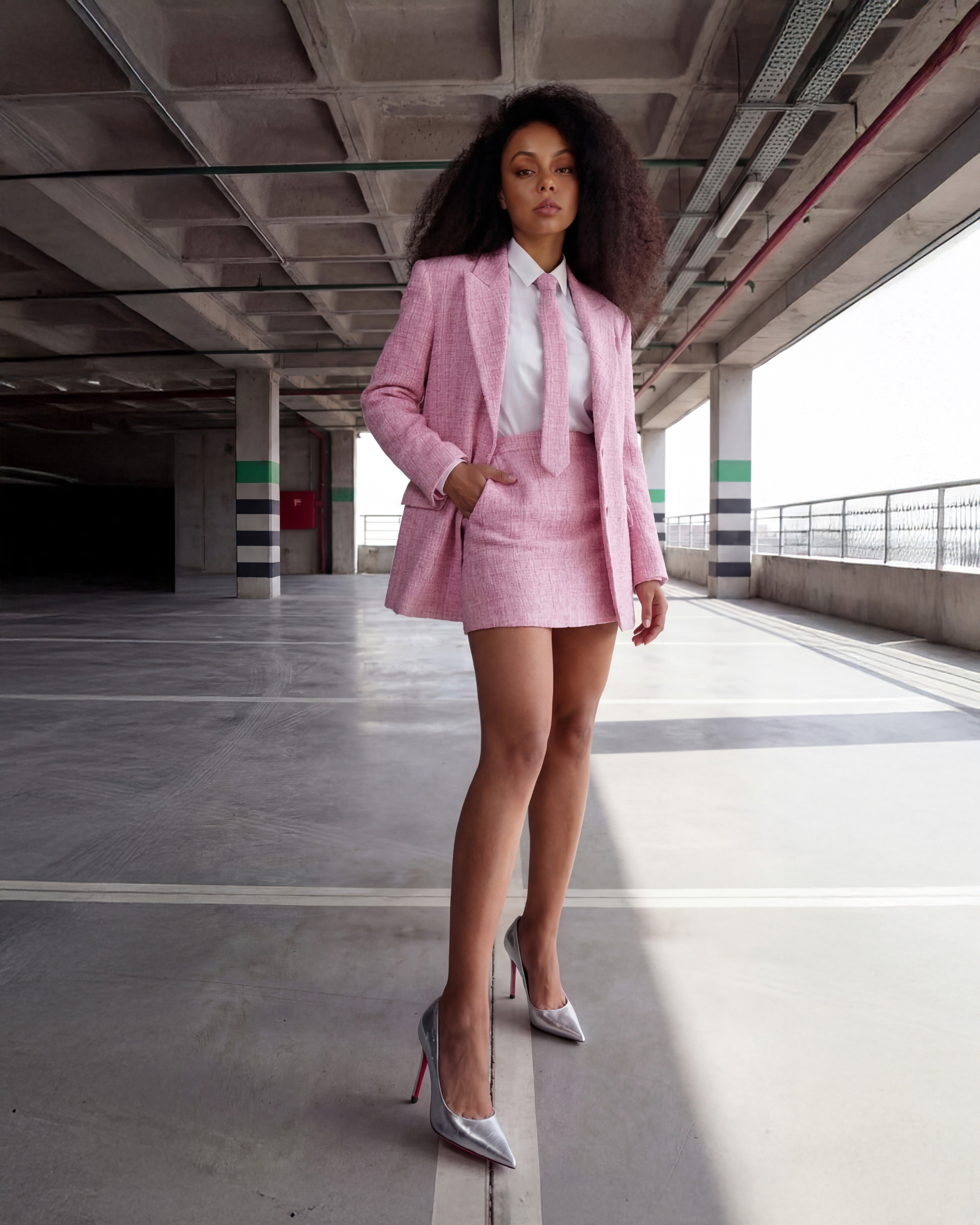 The Ege Silver Leather Pump Fuchsia Sole Shoe