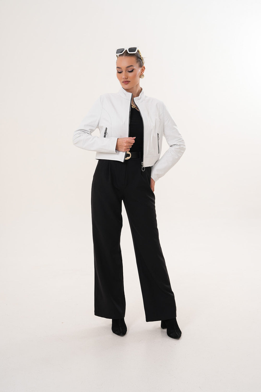 The Elvaris Reversible White Leather Jacket