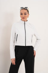 The Elvaris Reversible White Leather Jacket