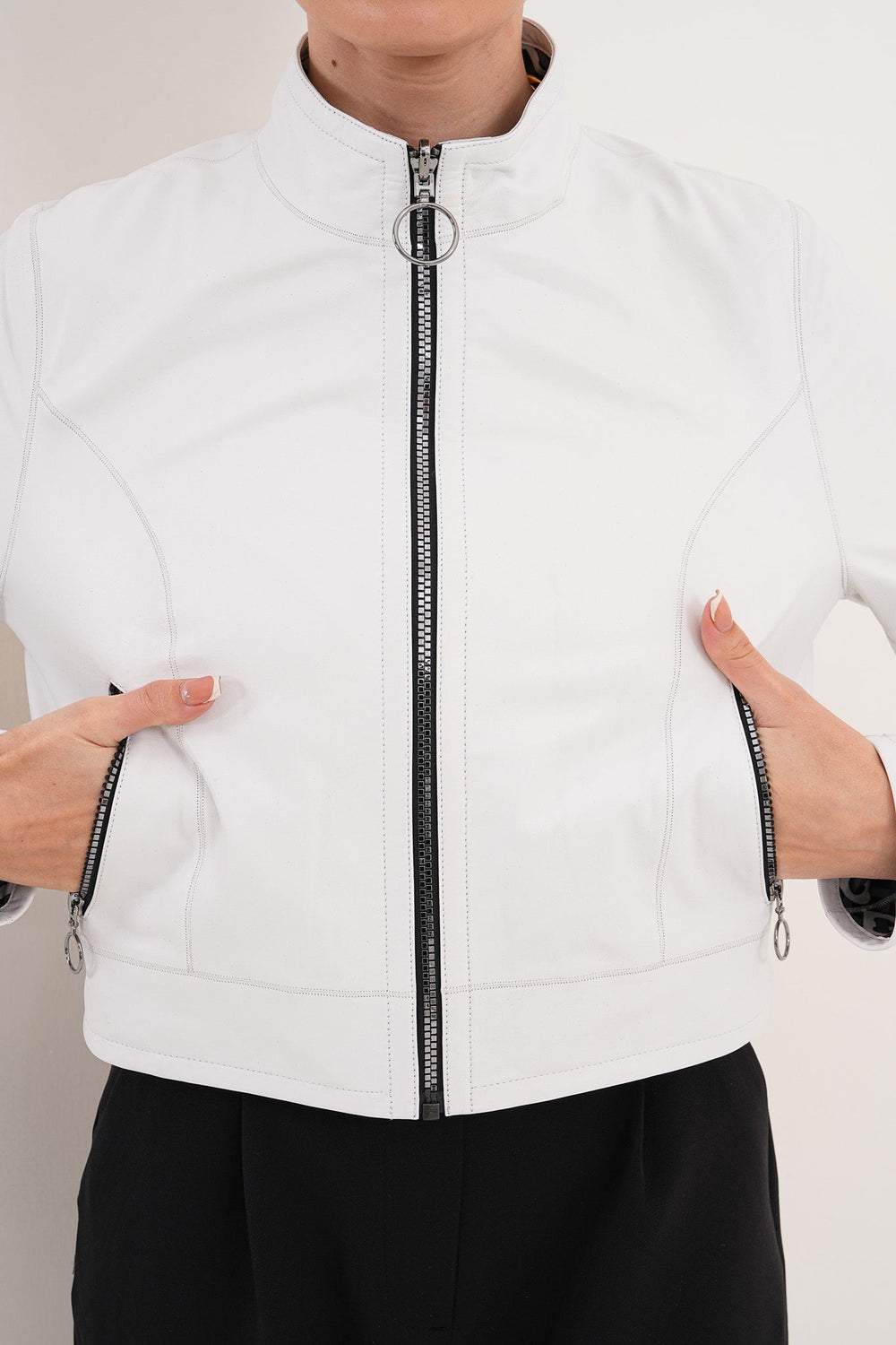 The Elvaris Reversible White Leather Jacket