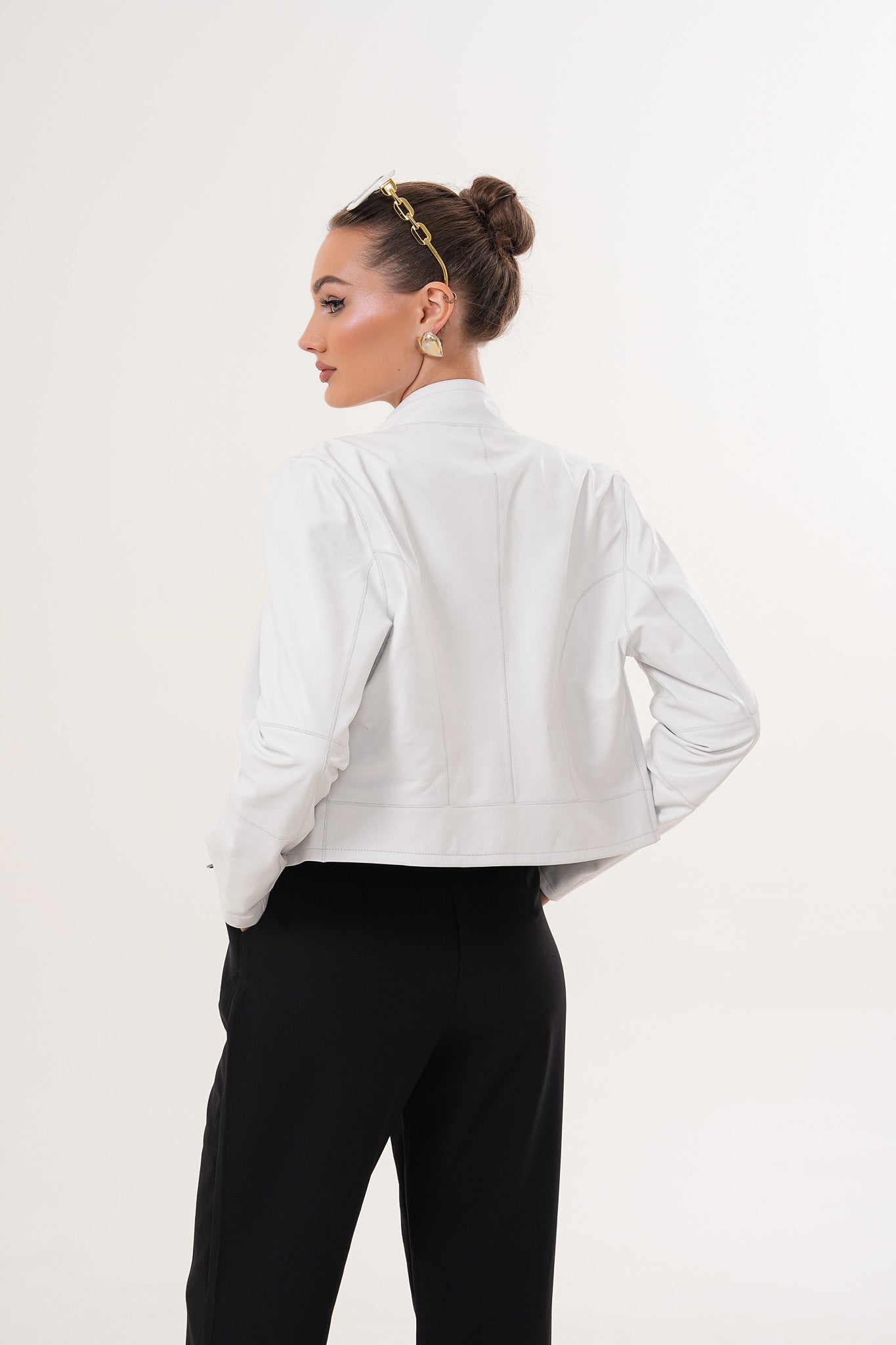 The Elvaris Reversible White Leather Jacket
