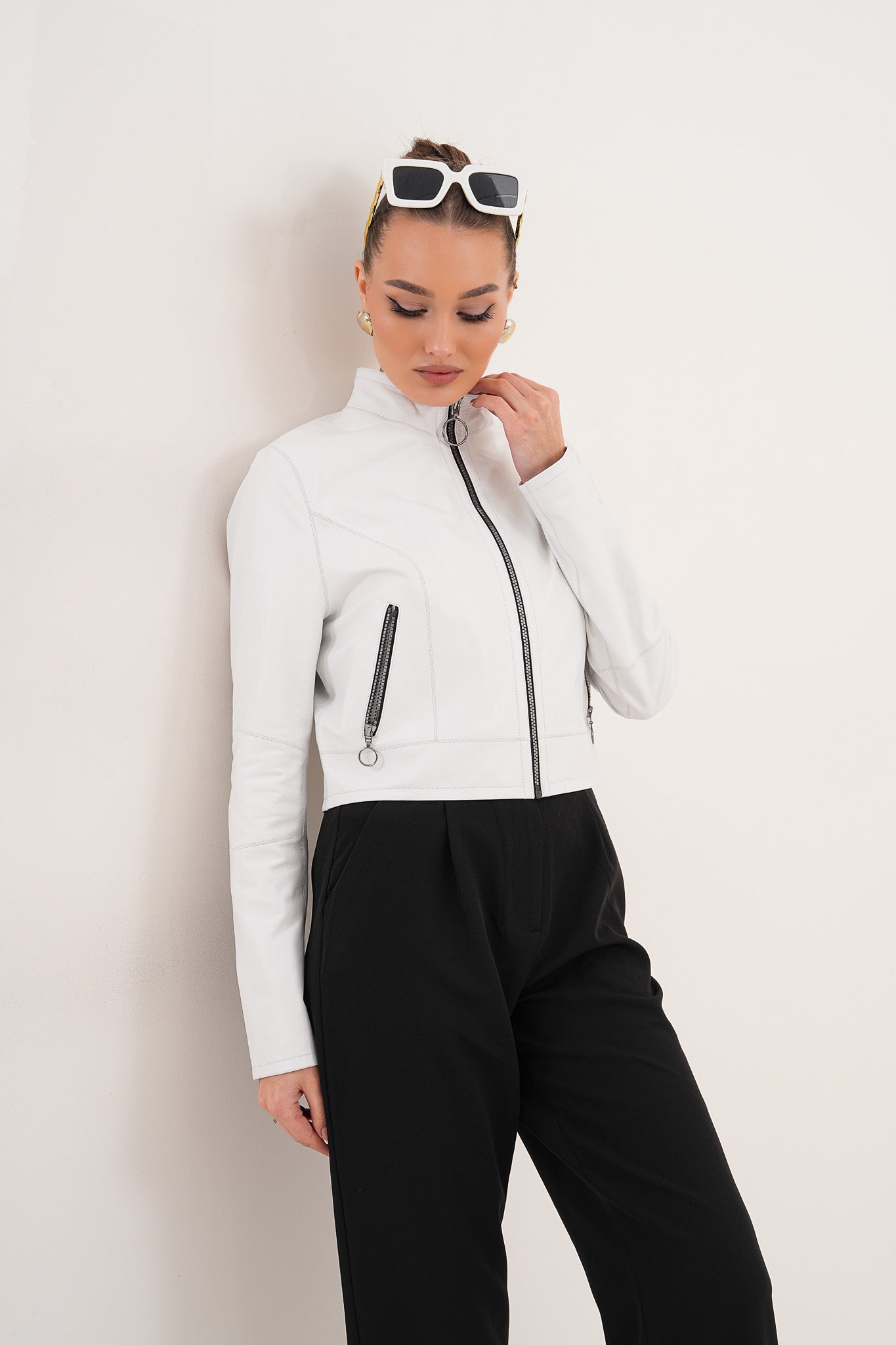 The Elvaris Reversible White Leather Jacket