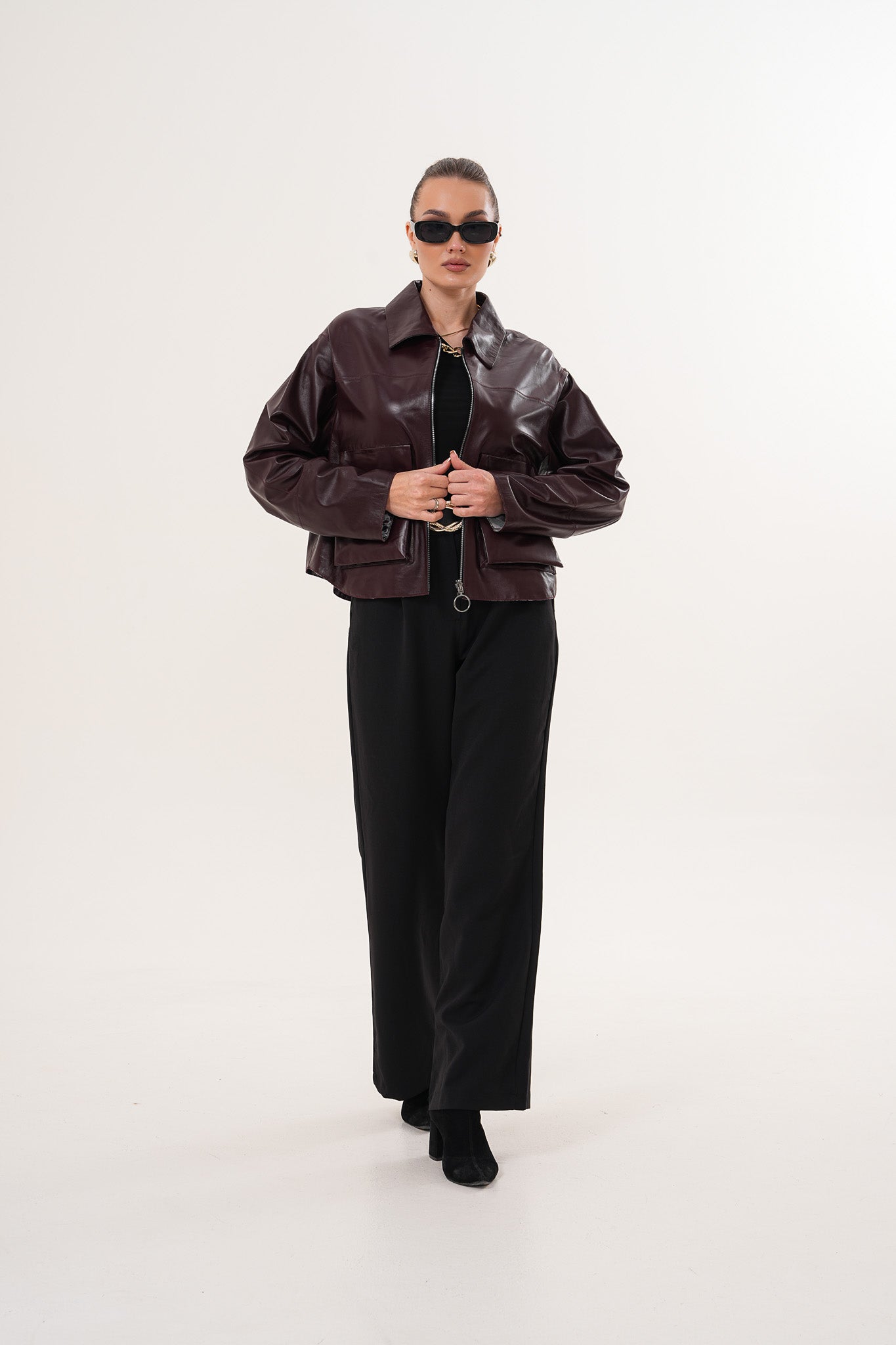 The Elvoria Reversible Burgundy Leather Jacket