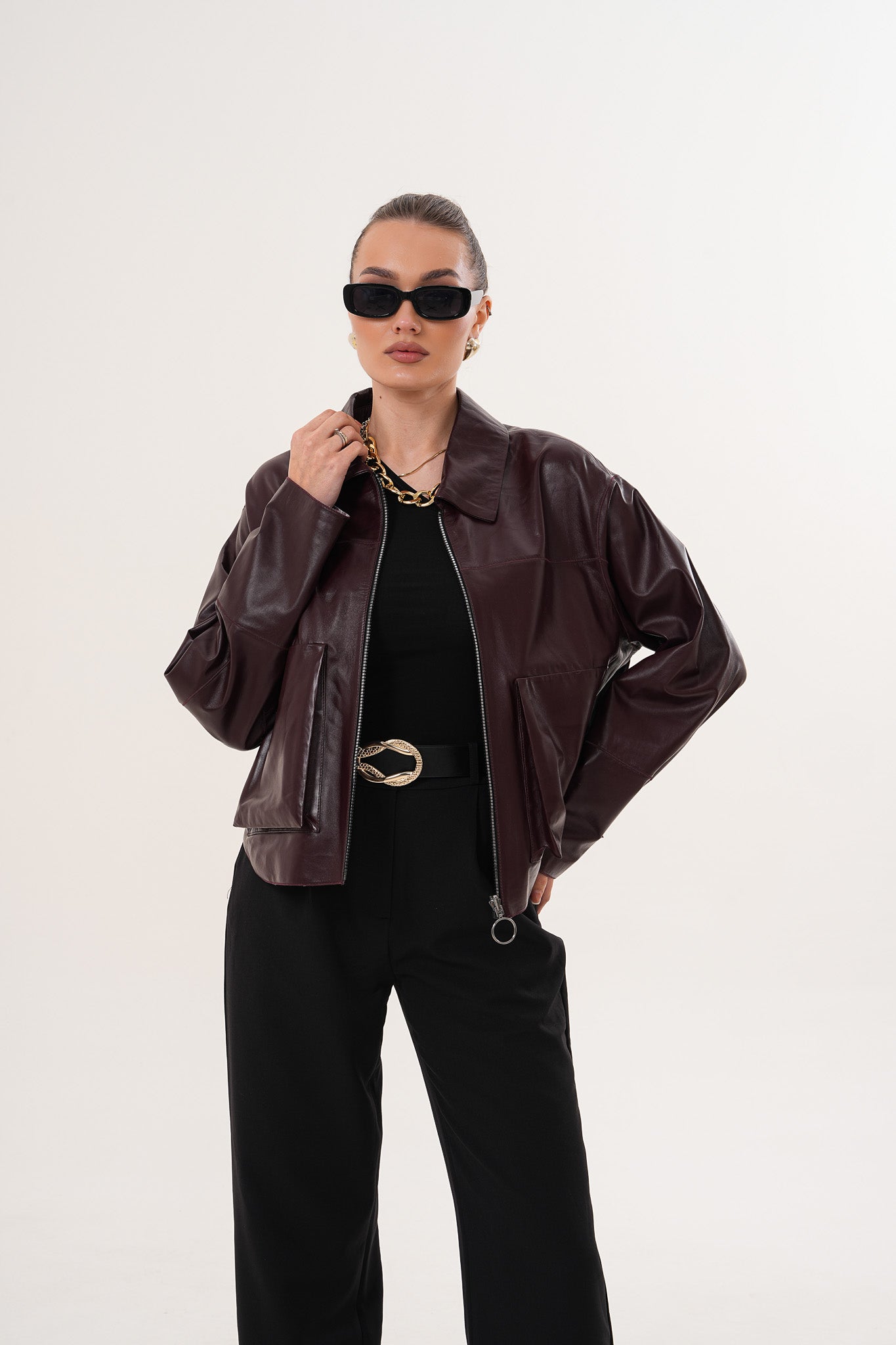 The Elvoria Reversible Burgundy Leather Jacket