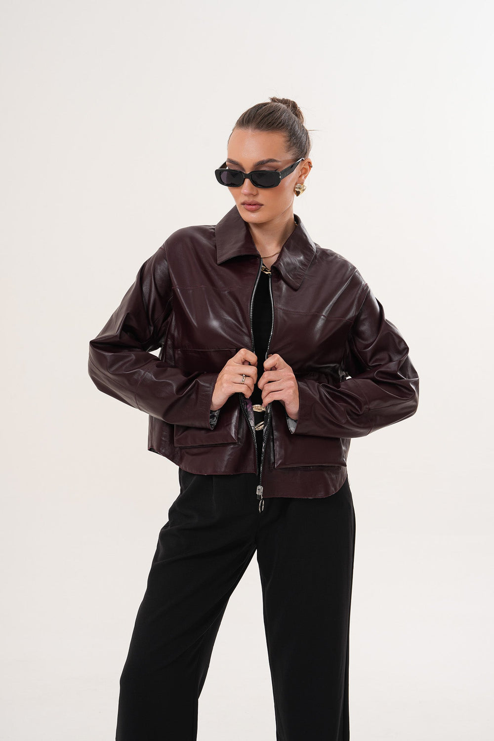The Elvoria Reversible Burgundy Leather Jacket