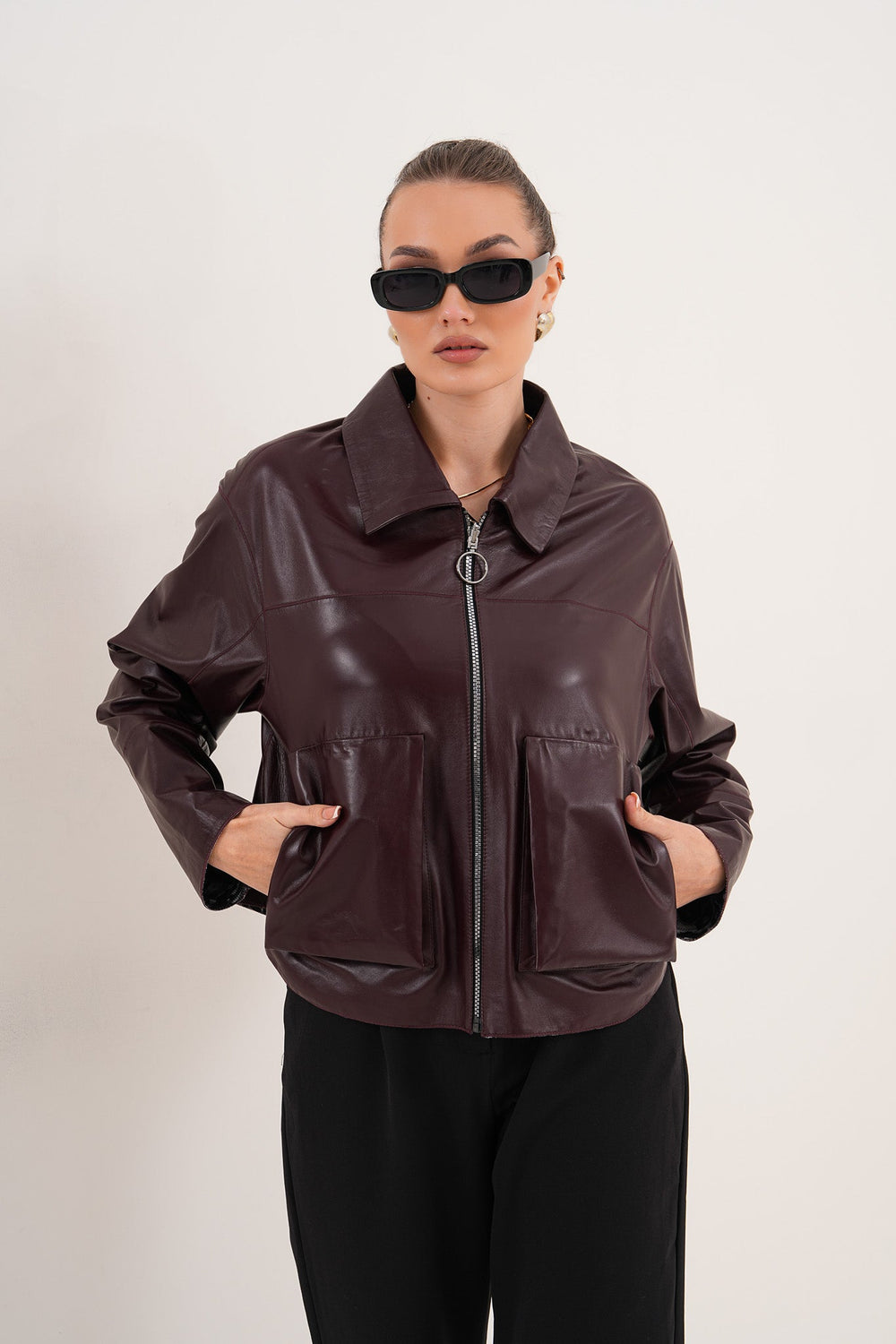 The Elvoria Reversible Burgundy Leather Jacket