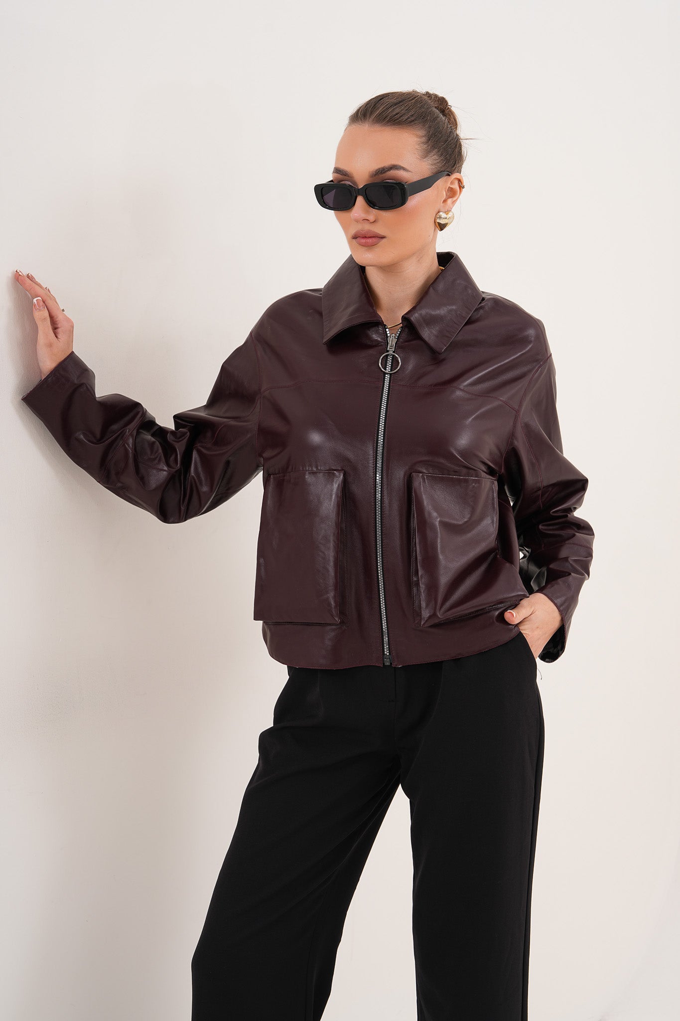 The Elvoria Reversible Burgundy Leather Jacket