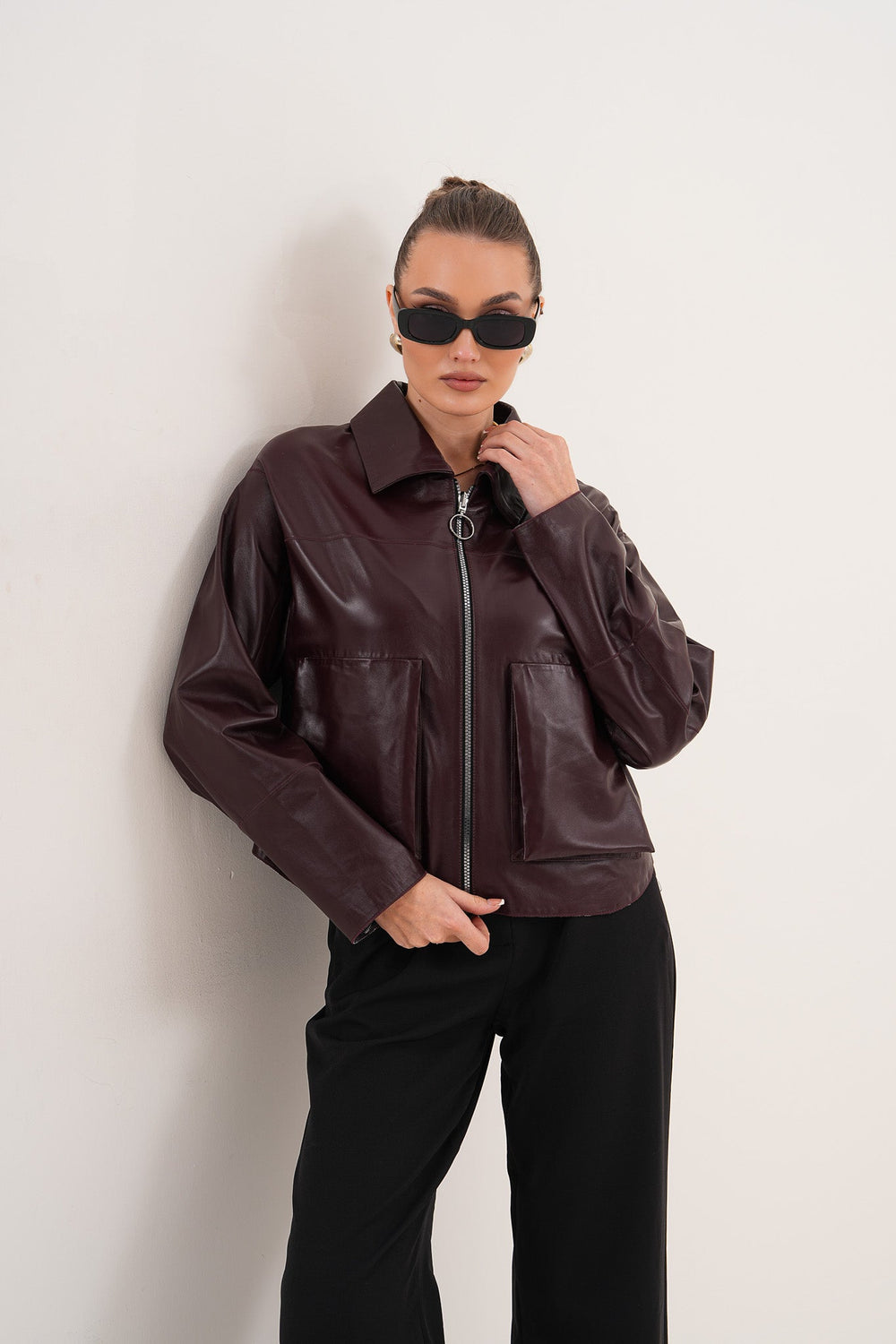 The Elvoria Reversible Burgundy Leather Jacket