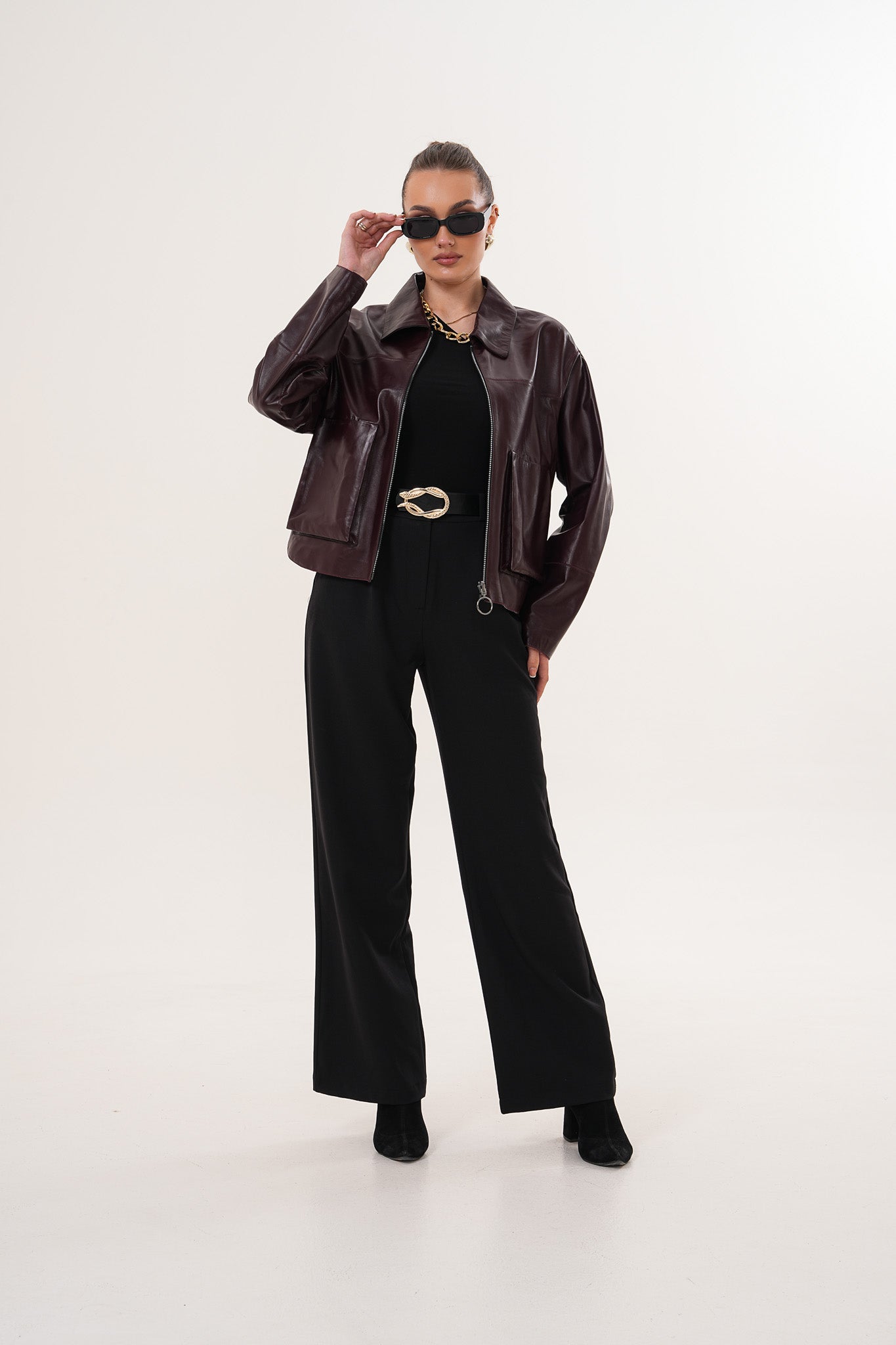 The Elvoria Reversible Burgundy Leather Jacket