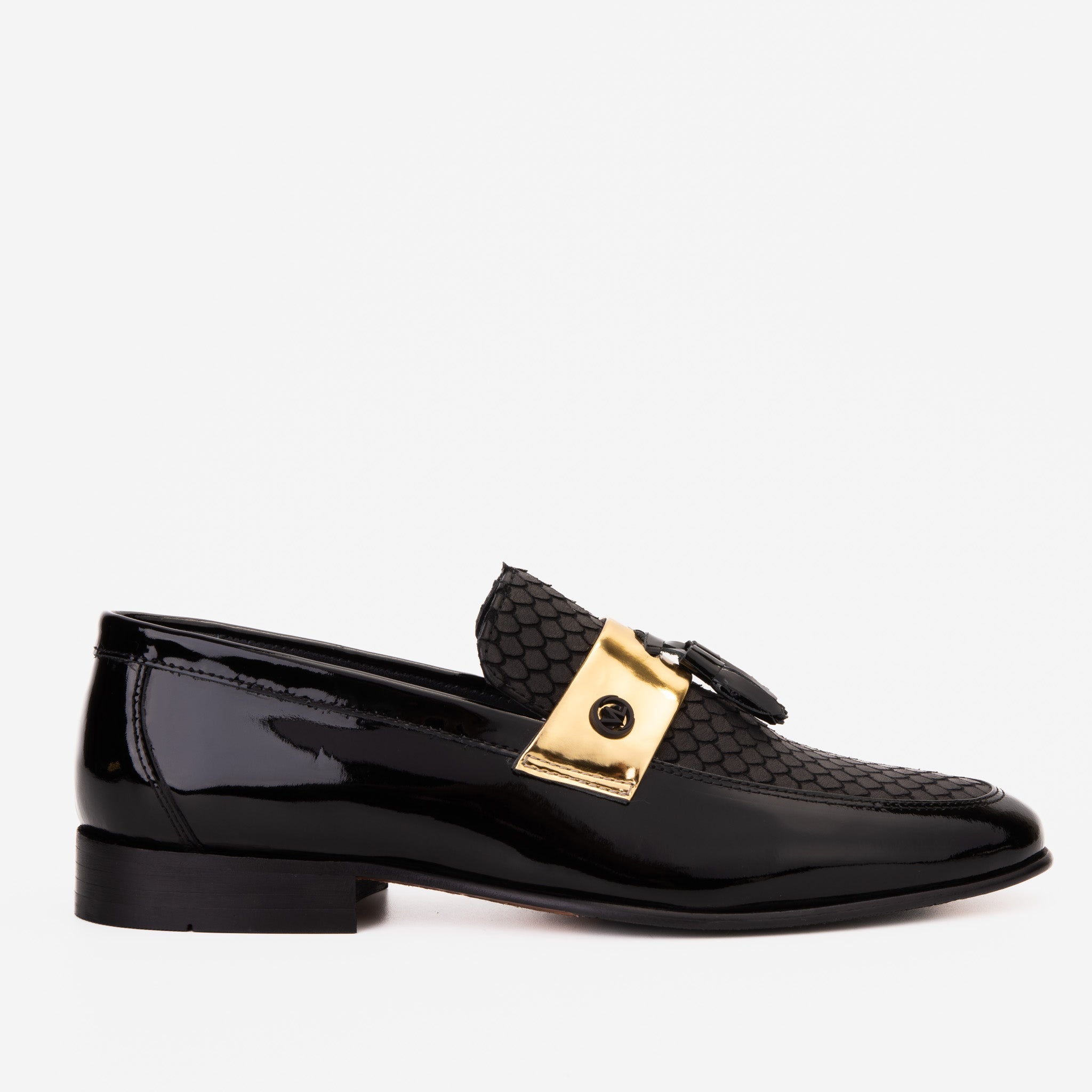 The Imperial Black Gold Leather Dress Shoe