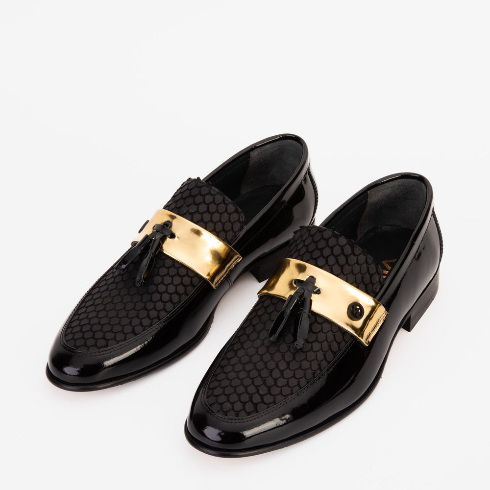 The Imperial Black Gold Leather Dress Shoe