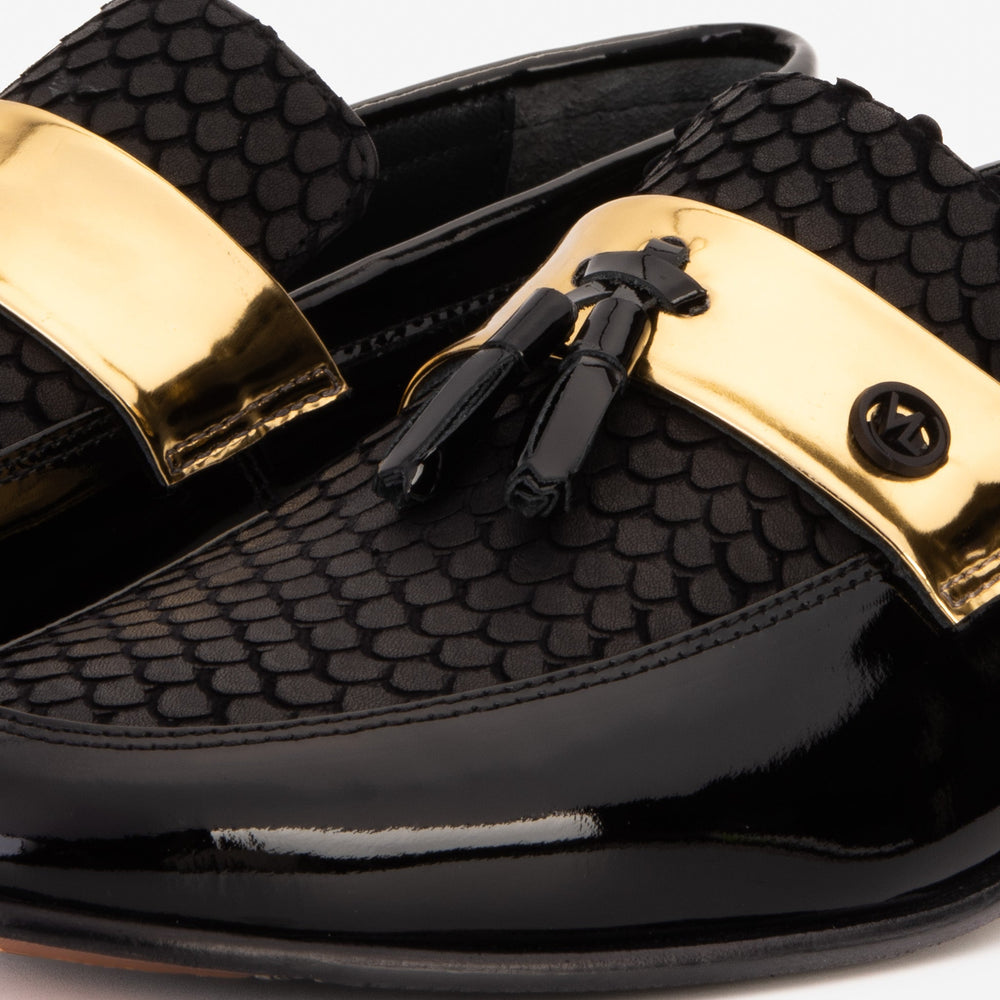 The Imperial Black Gold Leather Dress Shoe