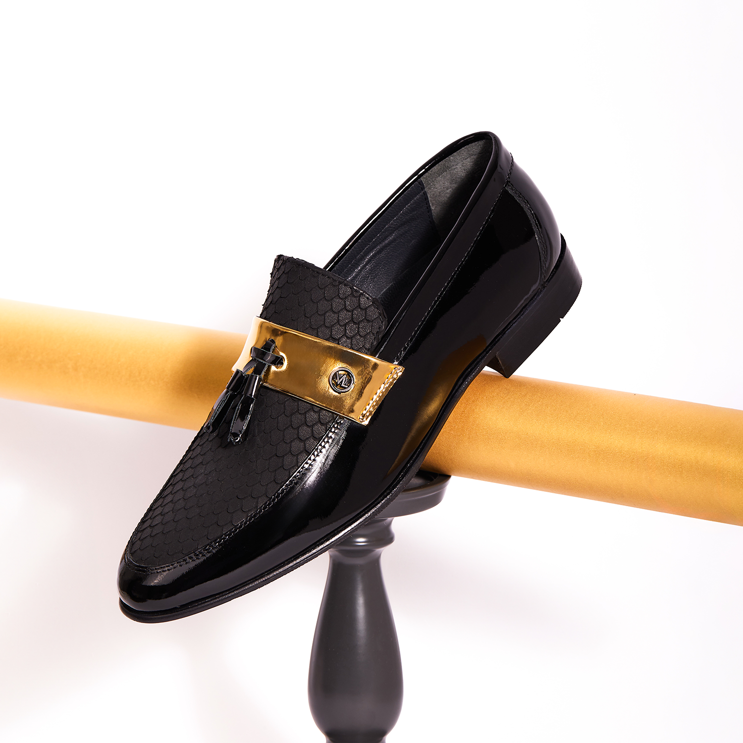 The Imperial Black Gold Leather Dress Shoe