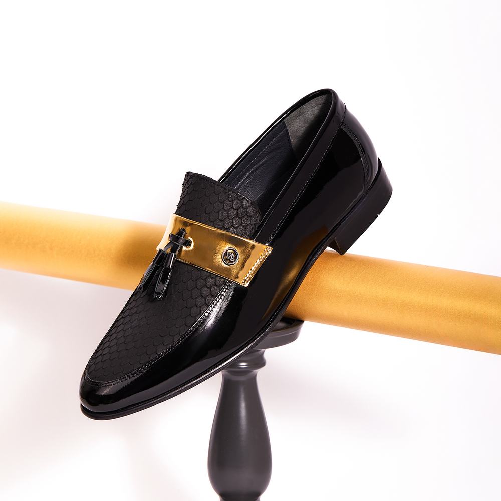 The Imperial Black Gold Leather Dress Shoe