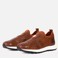 The Aslan Tan Knitted Leather Sneaker
