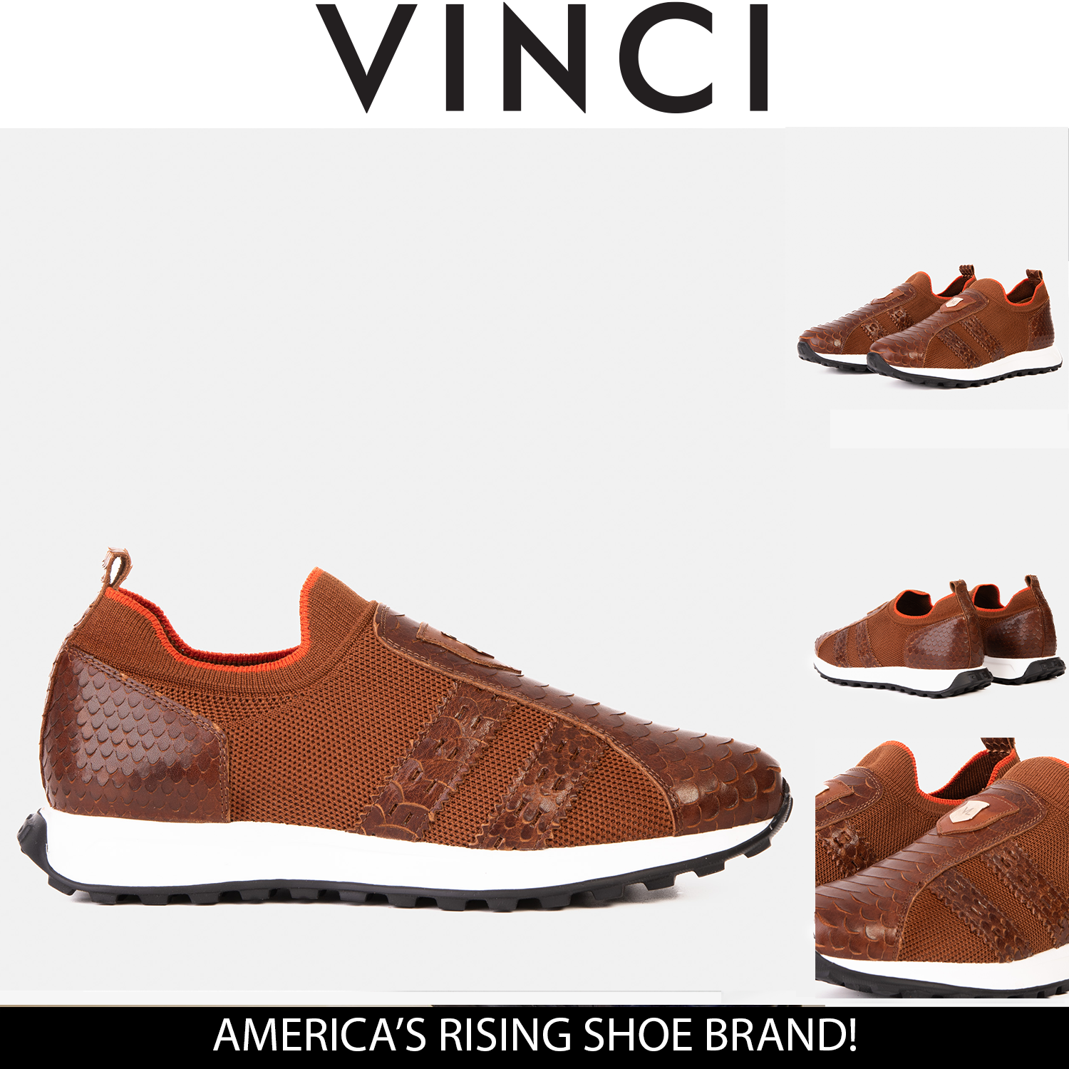 The Aslan Tan Knitted Leather Sneaker