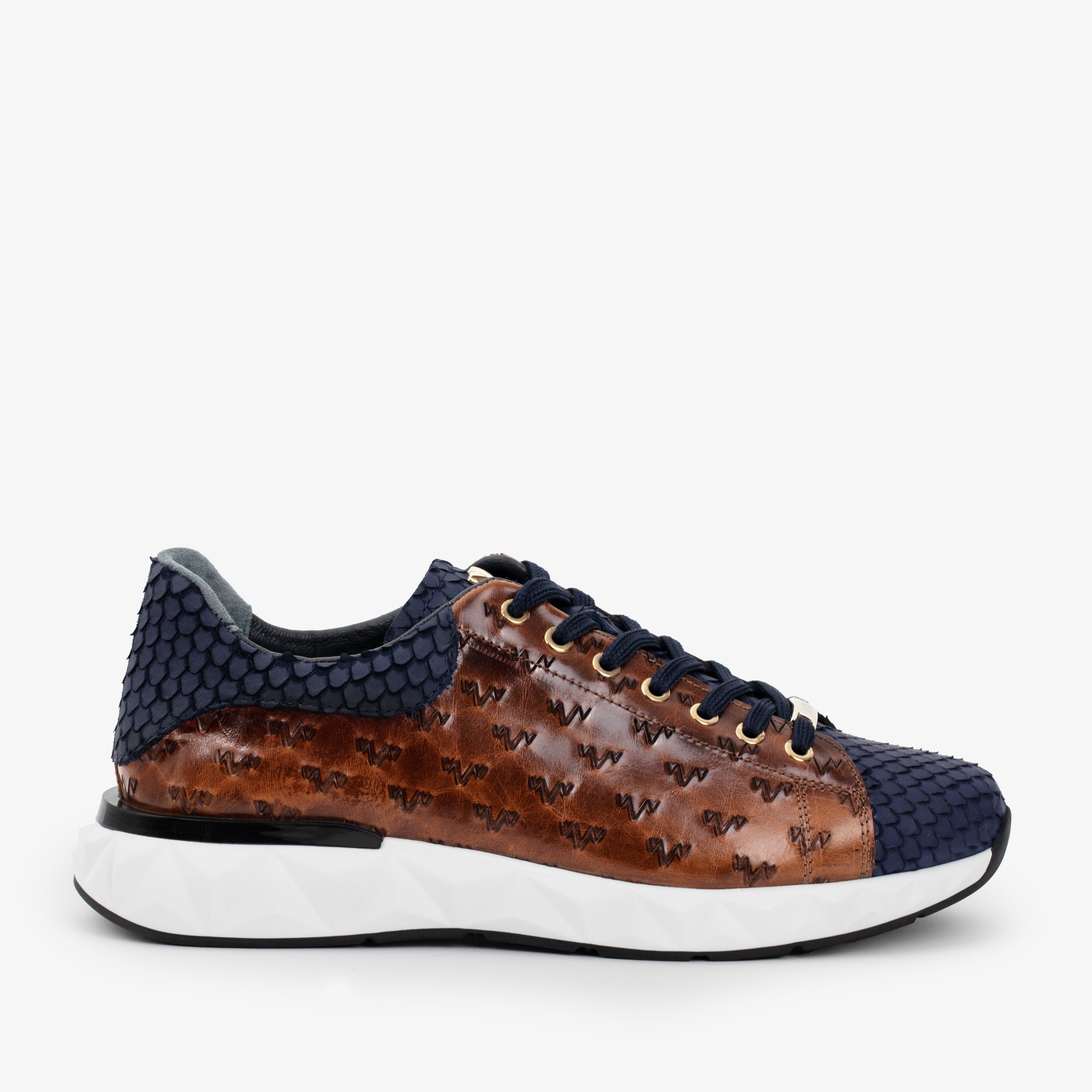 The Caesars Navy Tan Leather Sneaker