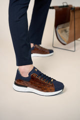 The Caesars Navy Tan Leather Sneaker