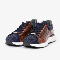 The Caesars Navy Tan Leather Sneaker