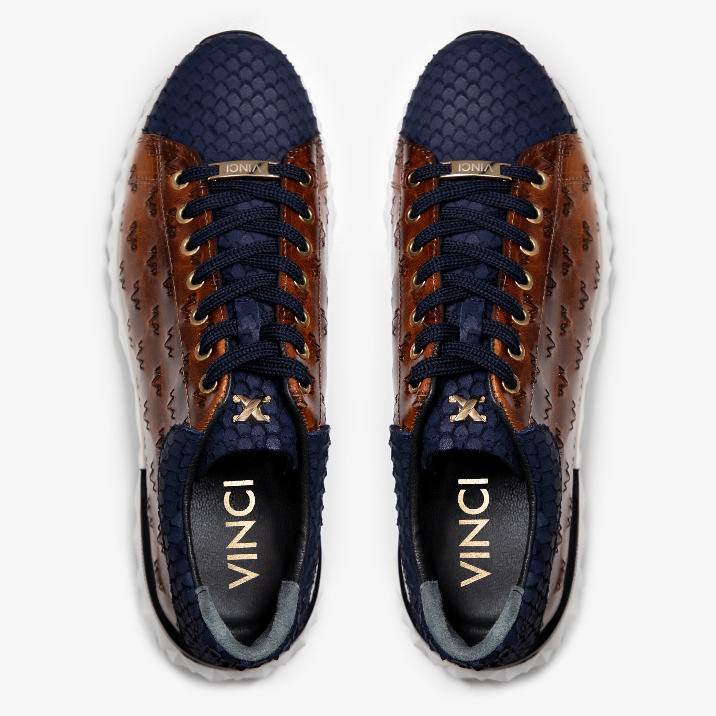 The Caesars Navy Tan Leather Sneaker