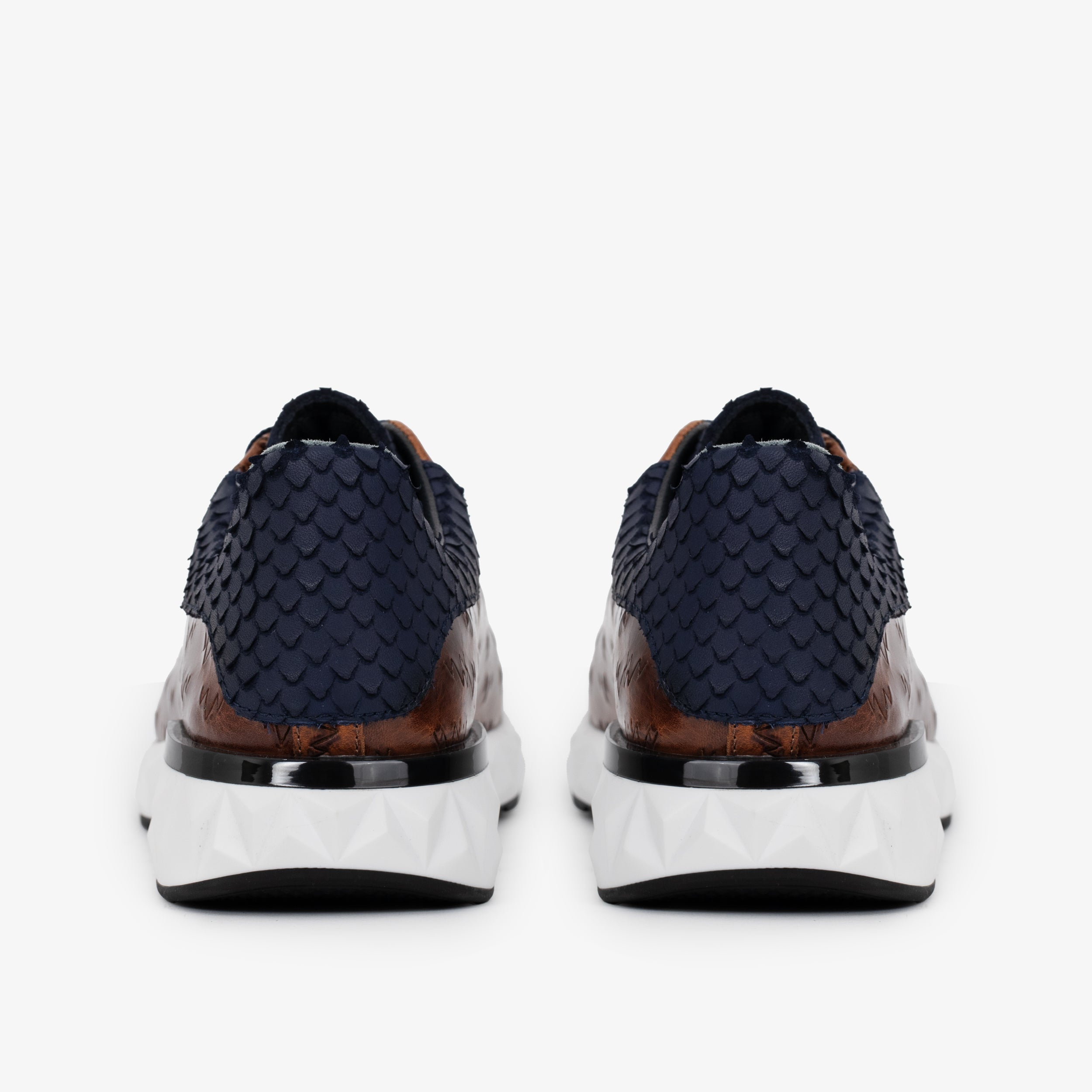 The Caesars Navy Tan Leather Sneaker
