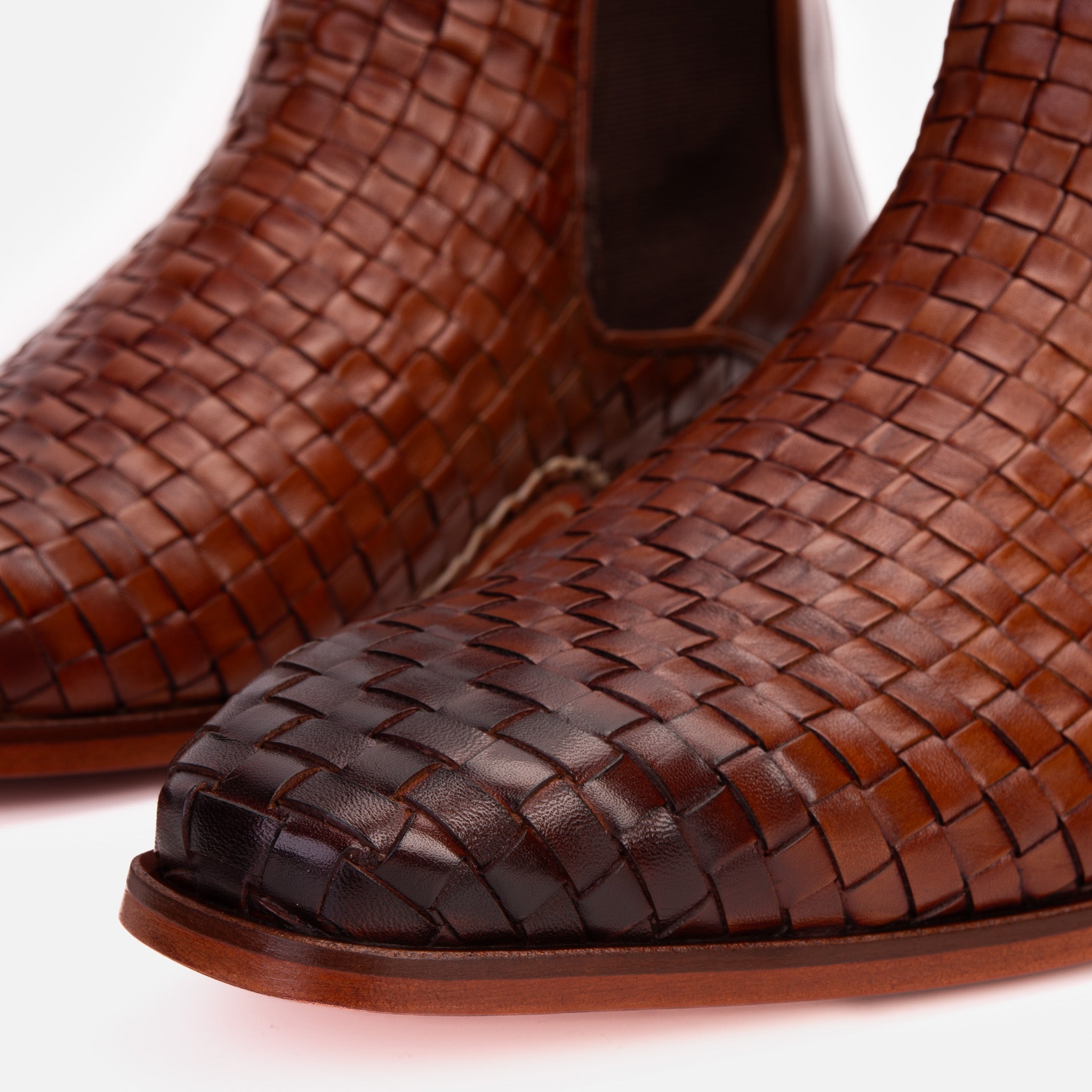 The Rolls Boot Woven Tan Leather Double Monk Strap Handmade Shoe