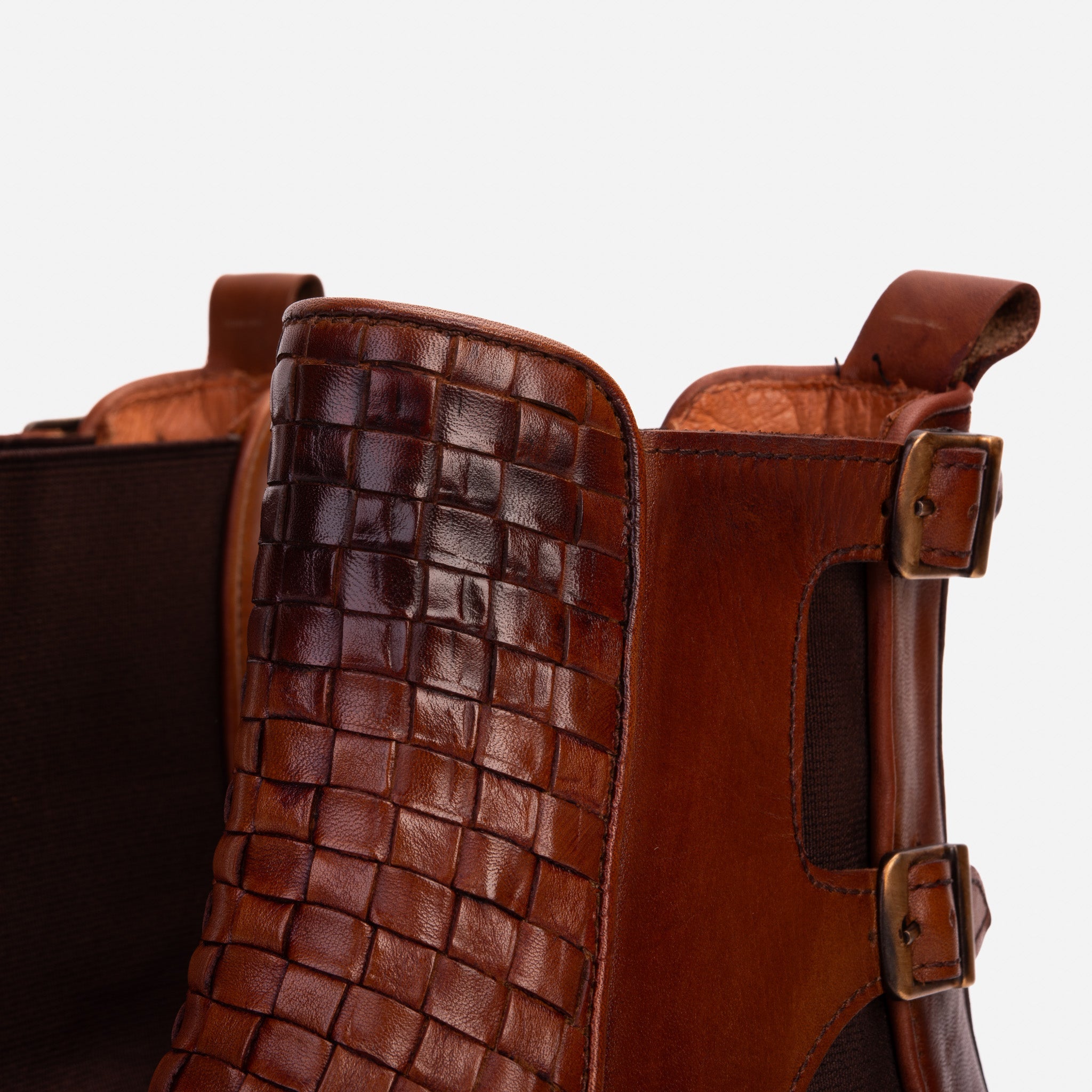 The Rolls Boot Woven Tan Leather Double Monk Strap Handmade Shoe