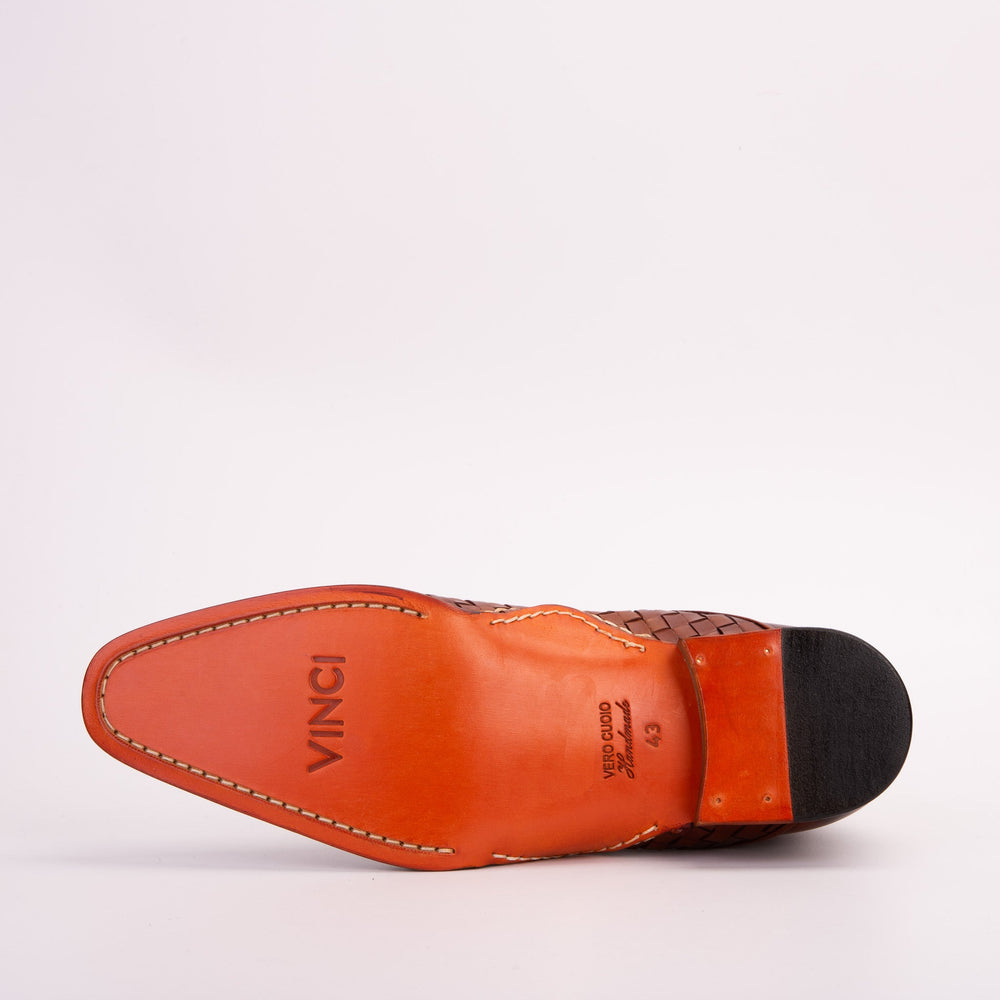 The Rolls Boot Woven Tan Leather Double Monk Strap Handmade Shoe