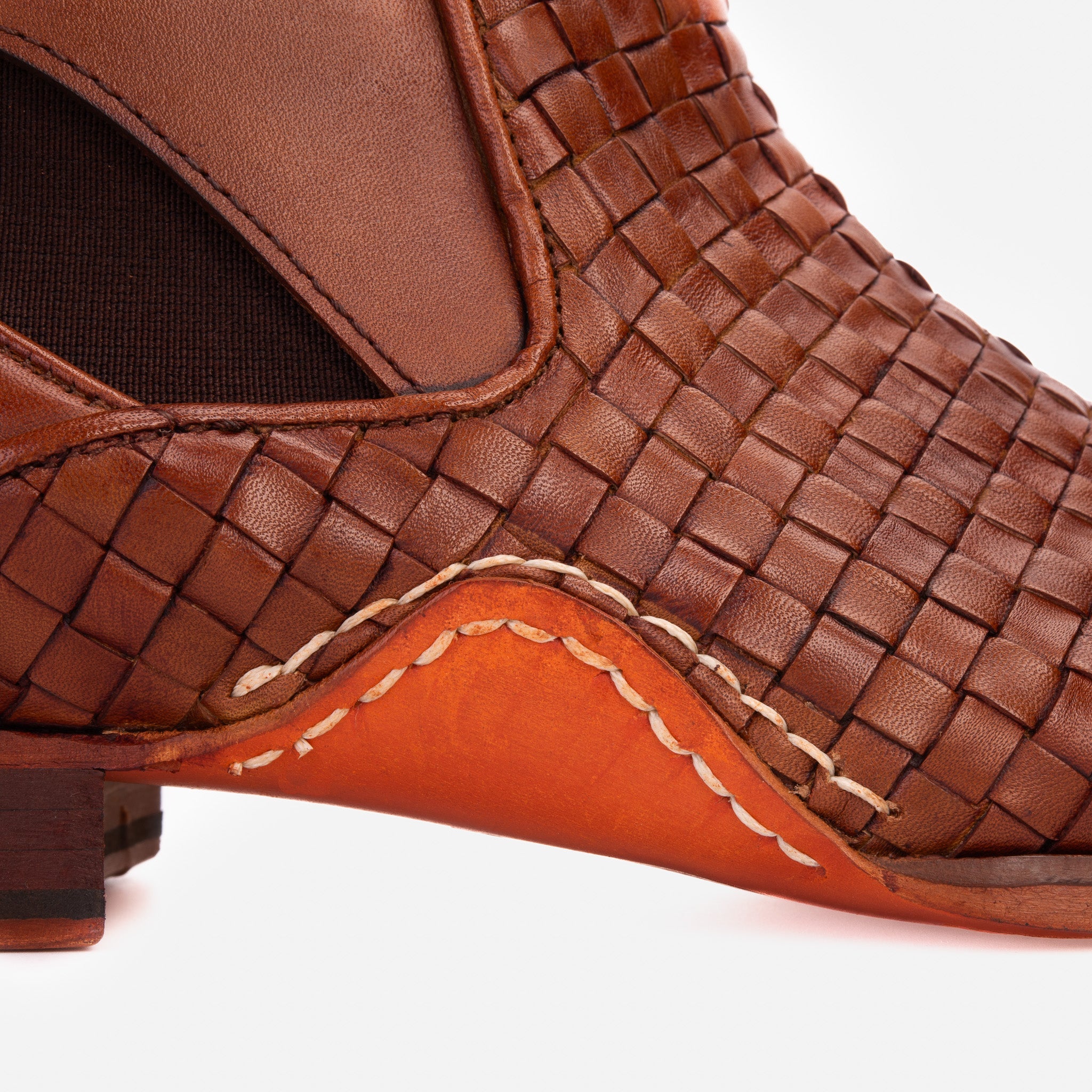 The Rolls Boot Woven Tan Leather Double Monk Strap Handmade Shoe