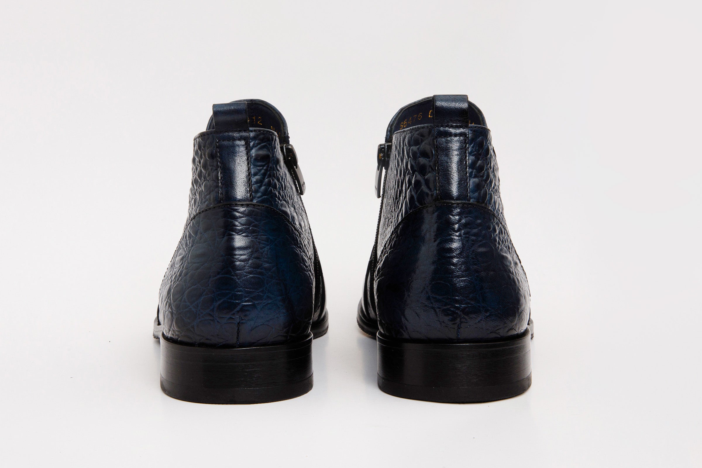 The Randor Navy Blue Crocodile Leather Side-Zip Dress Ankle Boot