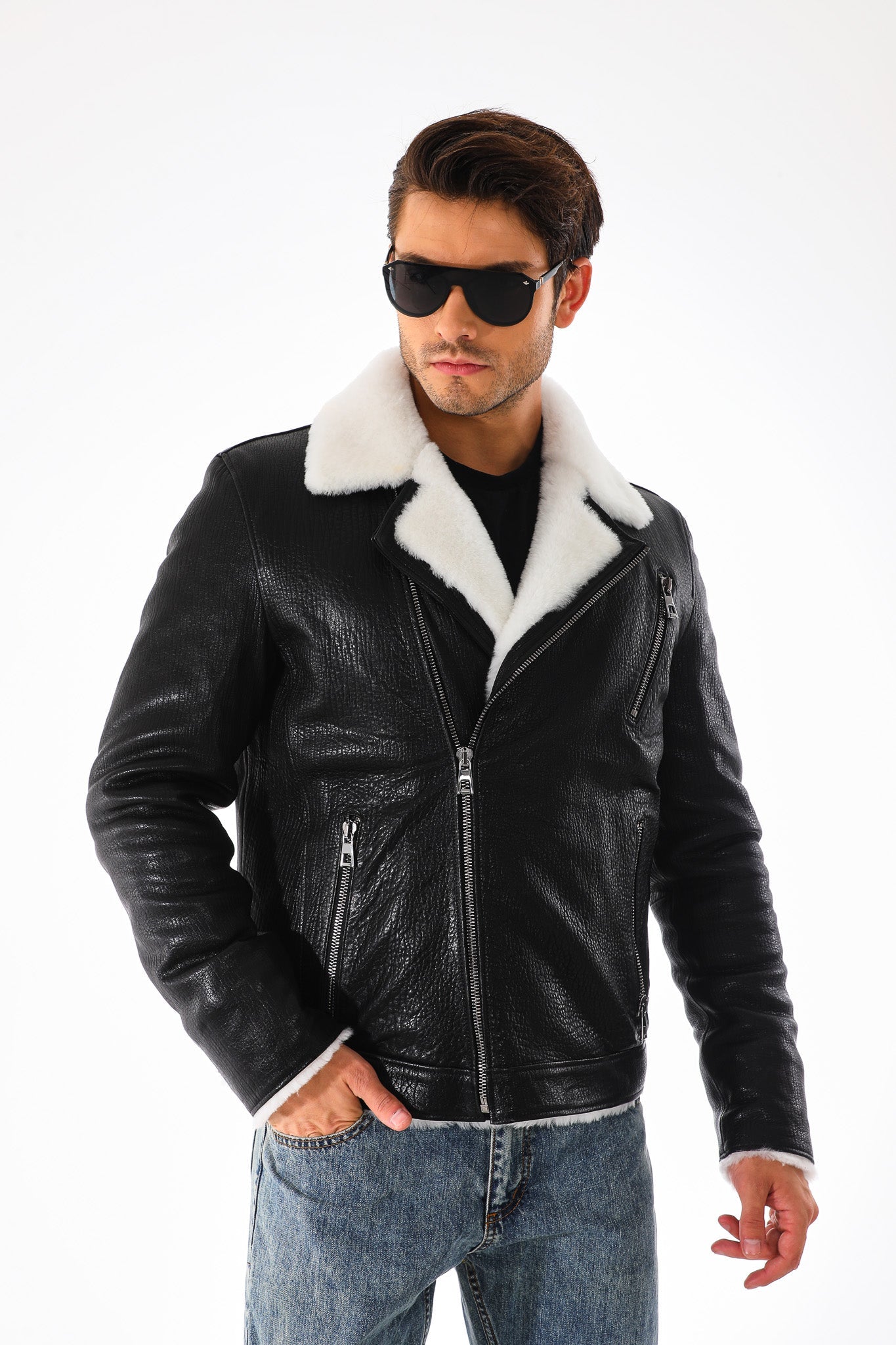 The Cortina Black Shearling Leather Jacket