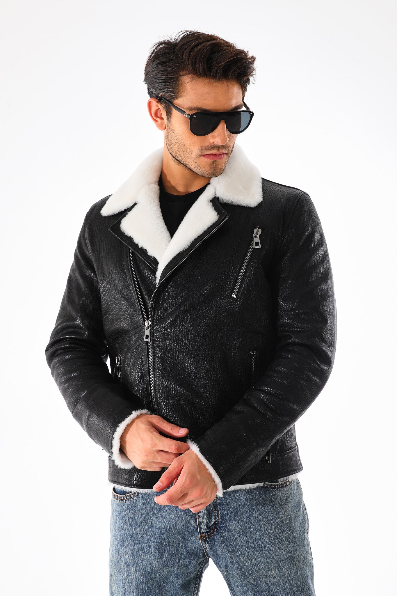 The Cortina Black Shearling Leather Jacket