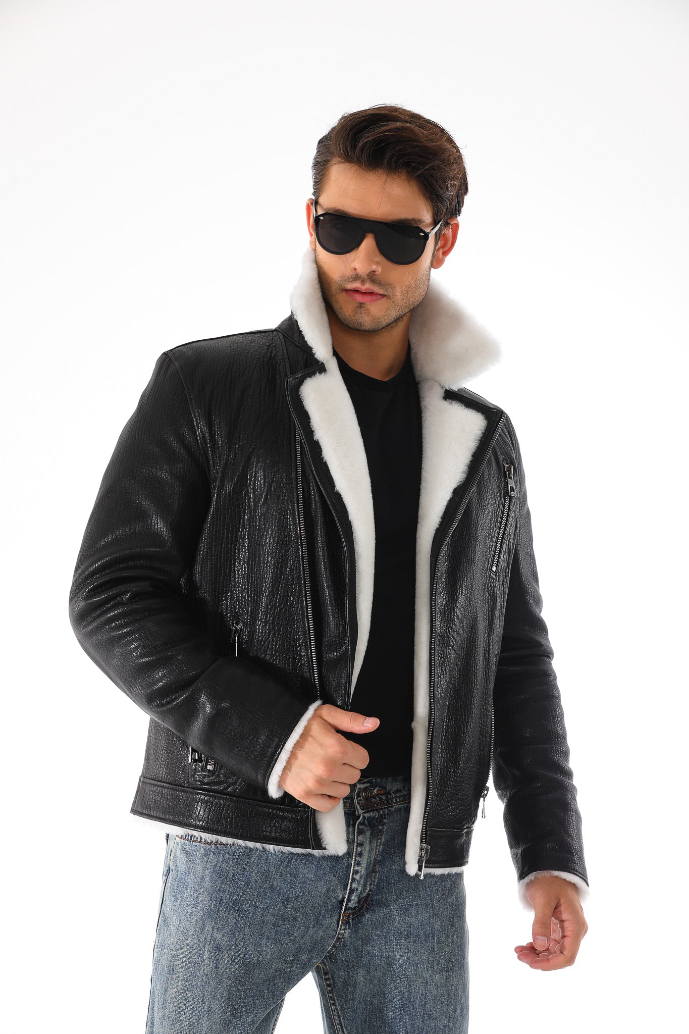 The Cortina Black Shearling Leather Jacket