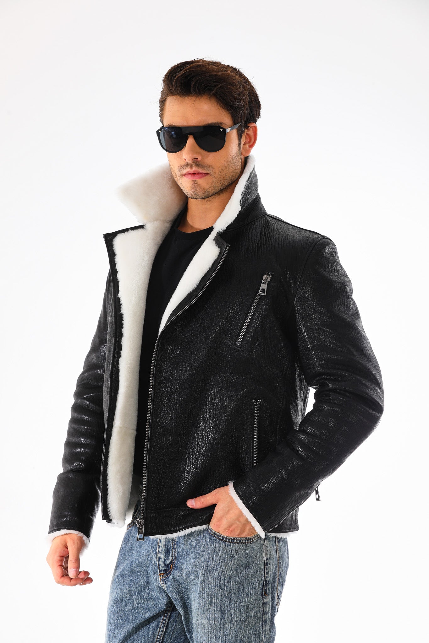 The Cortina Black Shearling Leather Jacket