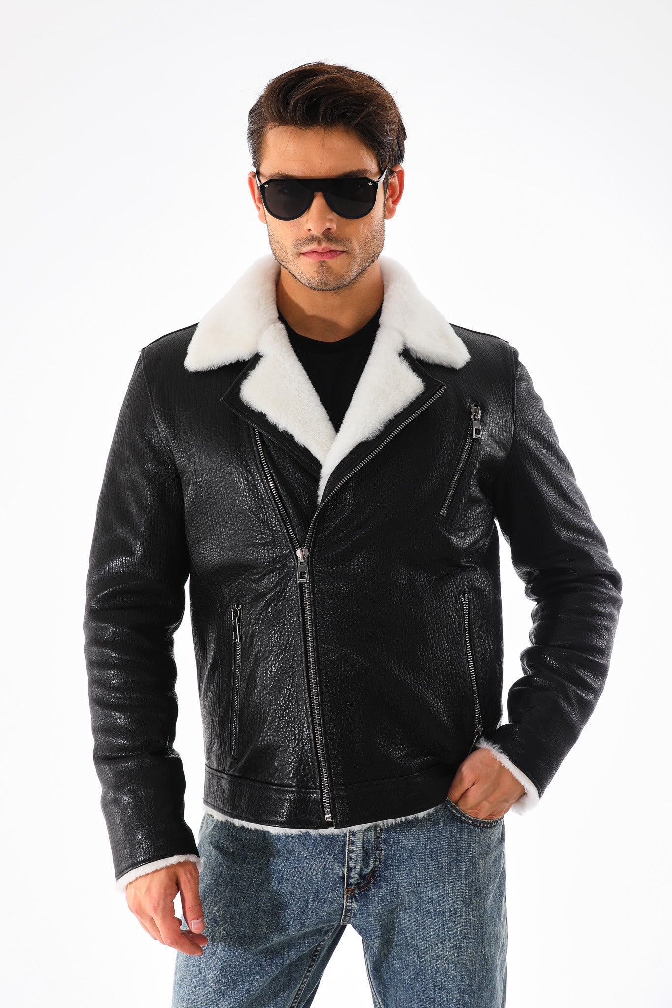 The Cortina Black Shearling Leather Jacket