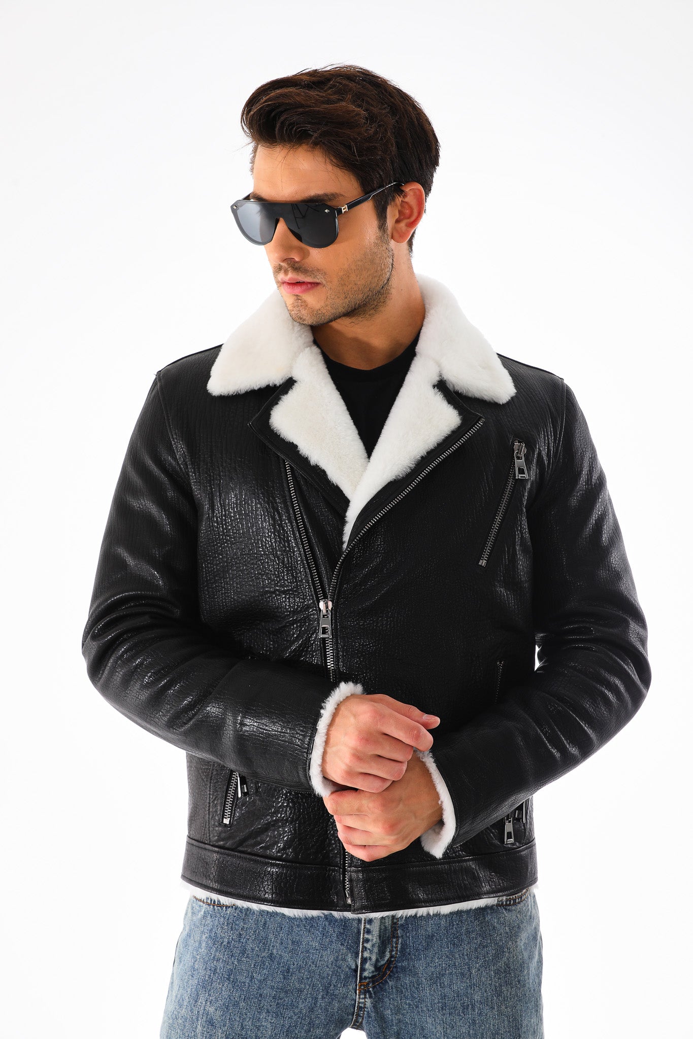 The Cortina Black Shearling Leather Jacket
