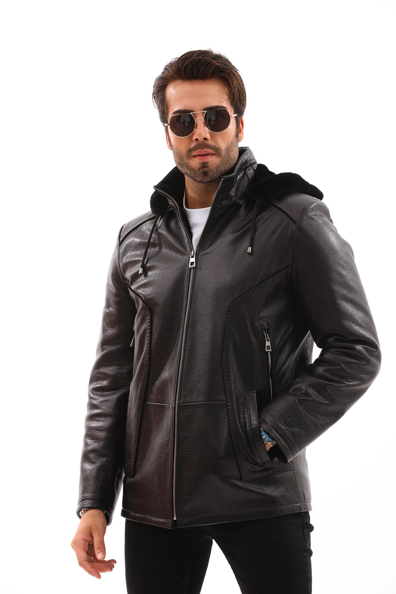 The Bergamo Black Shearling Leather Jacket