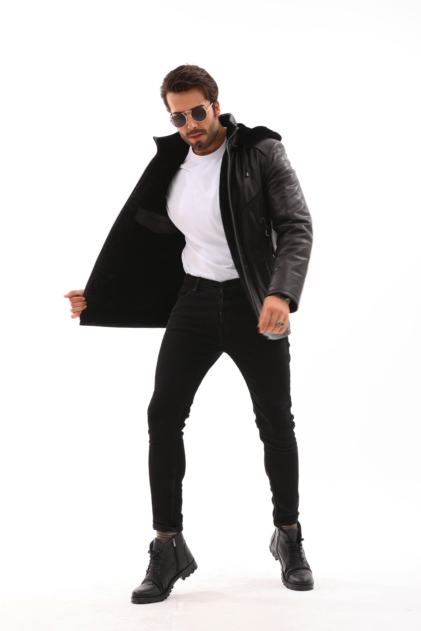 The Bergamo Black Shearling Leather Jacket