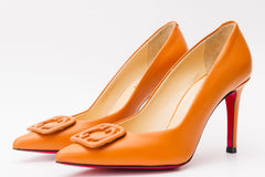 The Maneadero Orange Leather Pump Fuchsia Sole Shoe