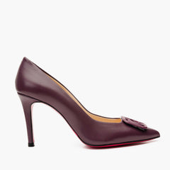 The Maneadero Dark Purple Leather Pump Fuchsia Sole Shoe