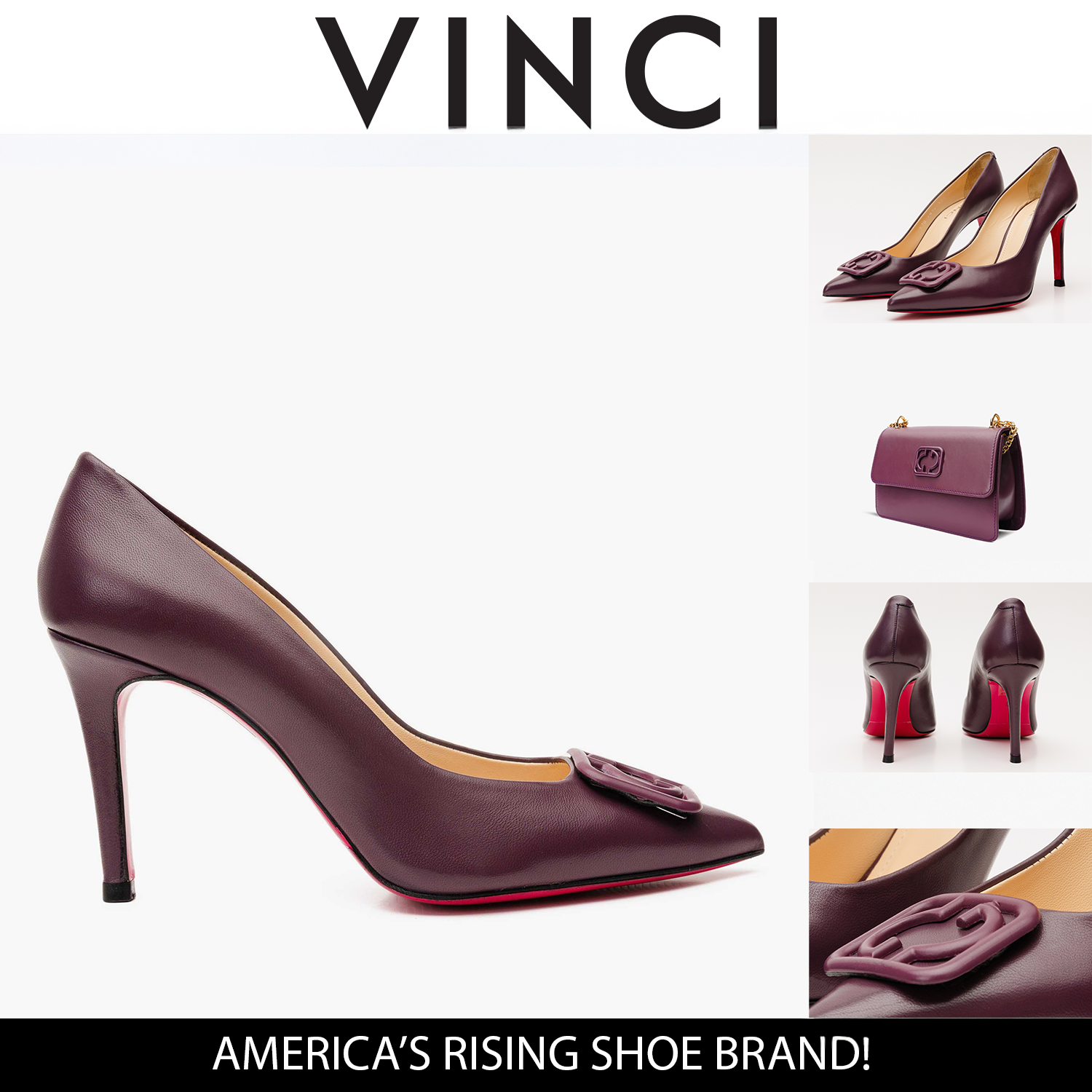 The Maneadero Dark Purple Leather Pump Fuchsia Sole Shoe